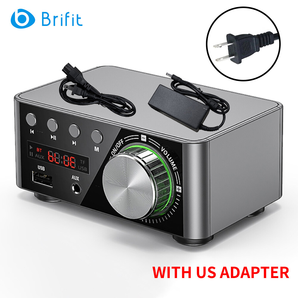 Brifit Digital Bluetooth Mini Power Amplifier 5.0 Bluetooth Power Amplifier Mini Audio Amplifier Music Player HiFi Audio Support 3.5mm Stereo, U Disk, TF Card and other audio inputs(with US, EU adapte