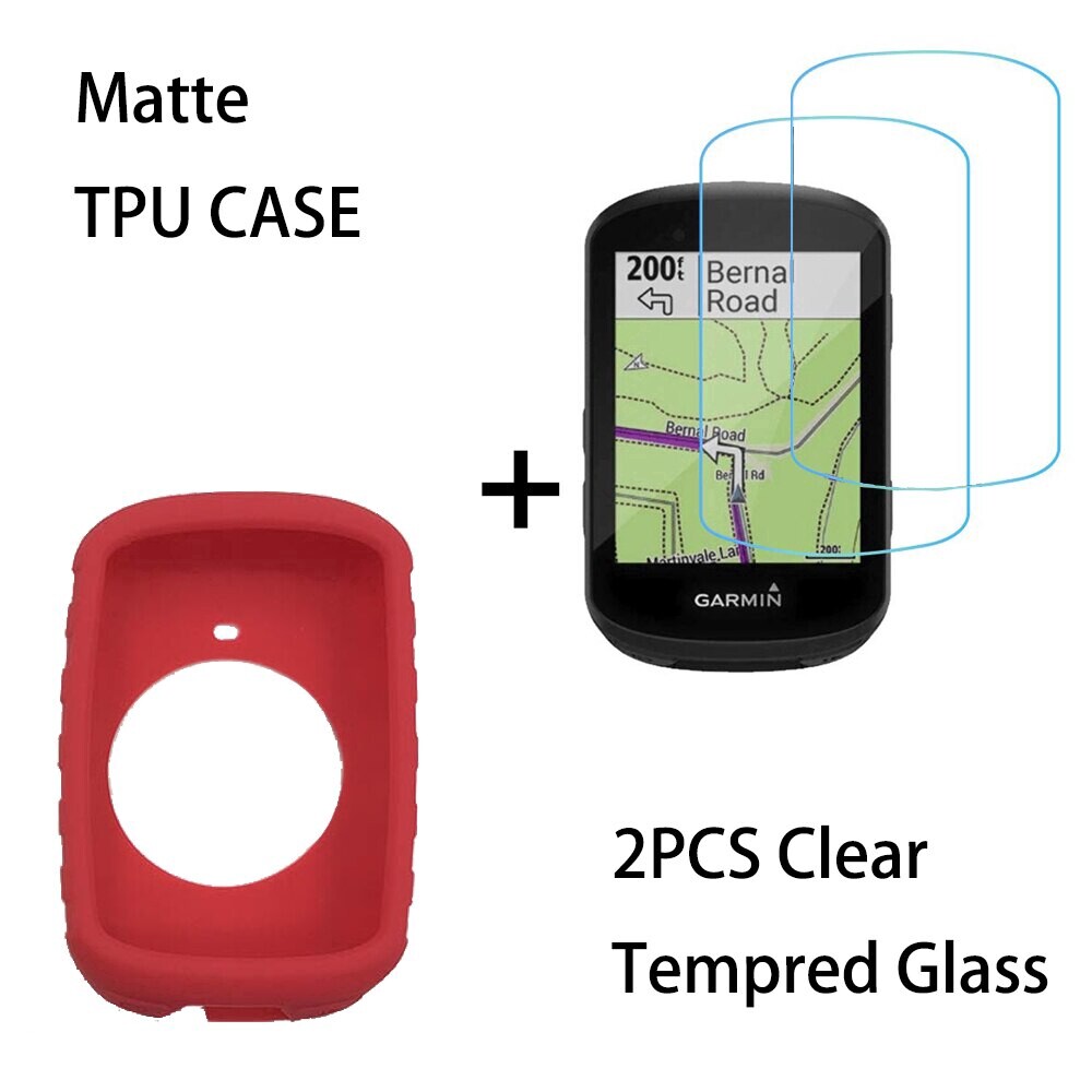 For Garmin Edge 830 530 1040 GPS Case Slip-proof Silica Gel Case and 2PCS Clear Tempered Glass Film