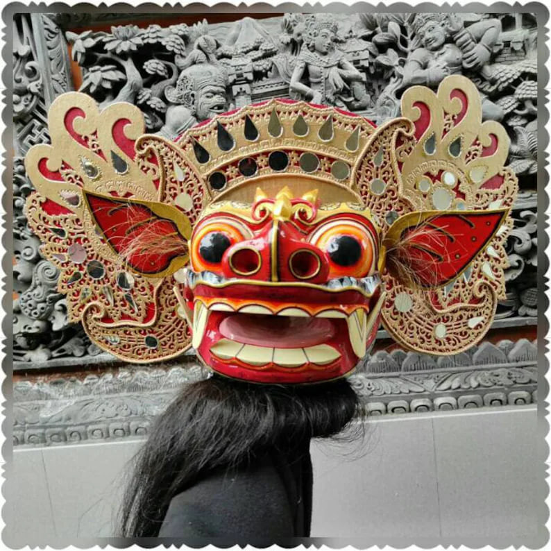 Topeng barong mewah/koleksi cantik topeng barong/patung kayu bali/topeng barong bali