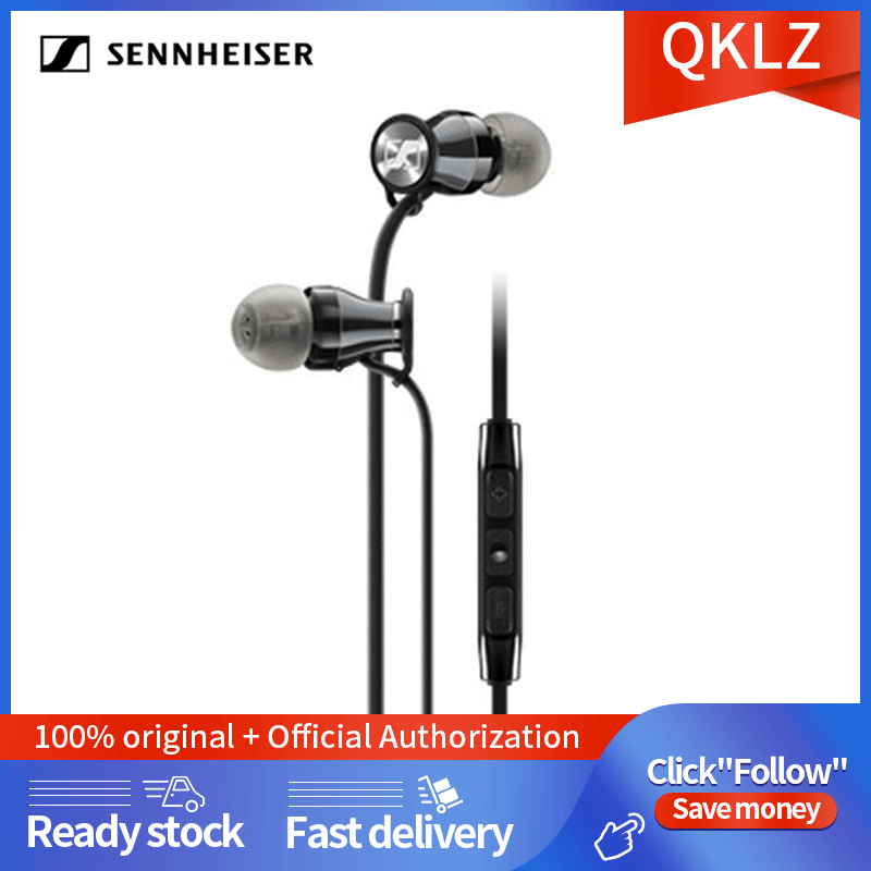 【100% Original】Sennheiser Momentum earbuds 3.5mm in-ear wired earphones double pure bass stereo sound gaming headset headphones with mic and noise cancellation volume control HIFI earphones for music 
