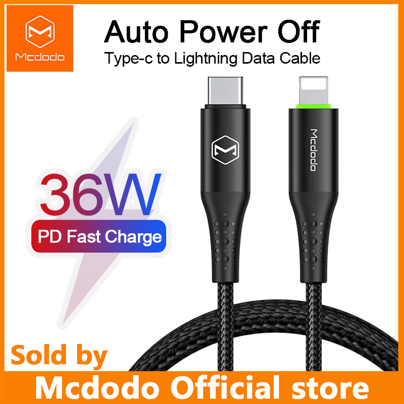 Mcdodo USB C for IPhone Lightning Data cable Auto Power Off Fast Charge Cable  Type C to For Lightning 36W 3A Charger Data USB C to For iPhone 8 /8 Plus/ X / XR / XS /XS Max / 11 /12/13 pro max Macboo