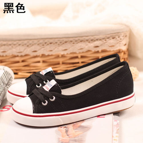 Beier Shallow Mouth Spring/Summer Canvas Shoes Women's Korean Casual Foot Covering Shoes Students Flat Cloth Shoes Single-Layer Shoes Nurse White Shoes