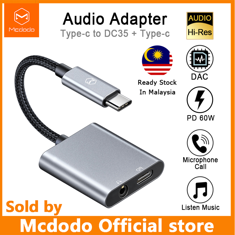 Mcdodo 60W PD USB C to 3.5mm+Type-C Headphone Digital Audio Adapter DAC Hi-Res Aux Cable For iPad Pro Macbook Samsung S10 Note 10 Huawei