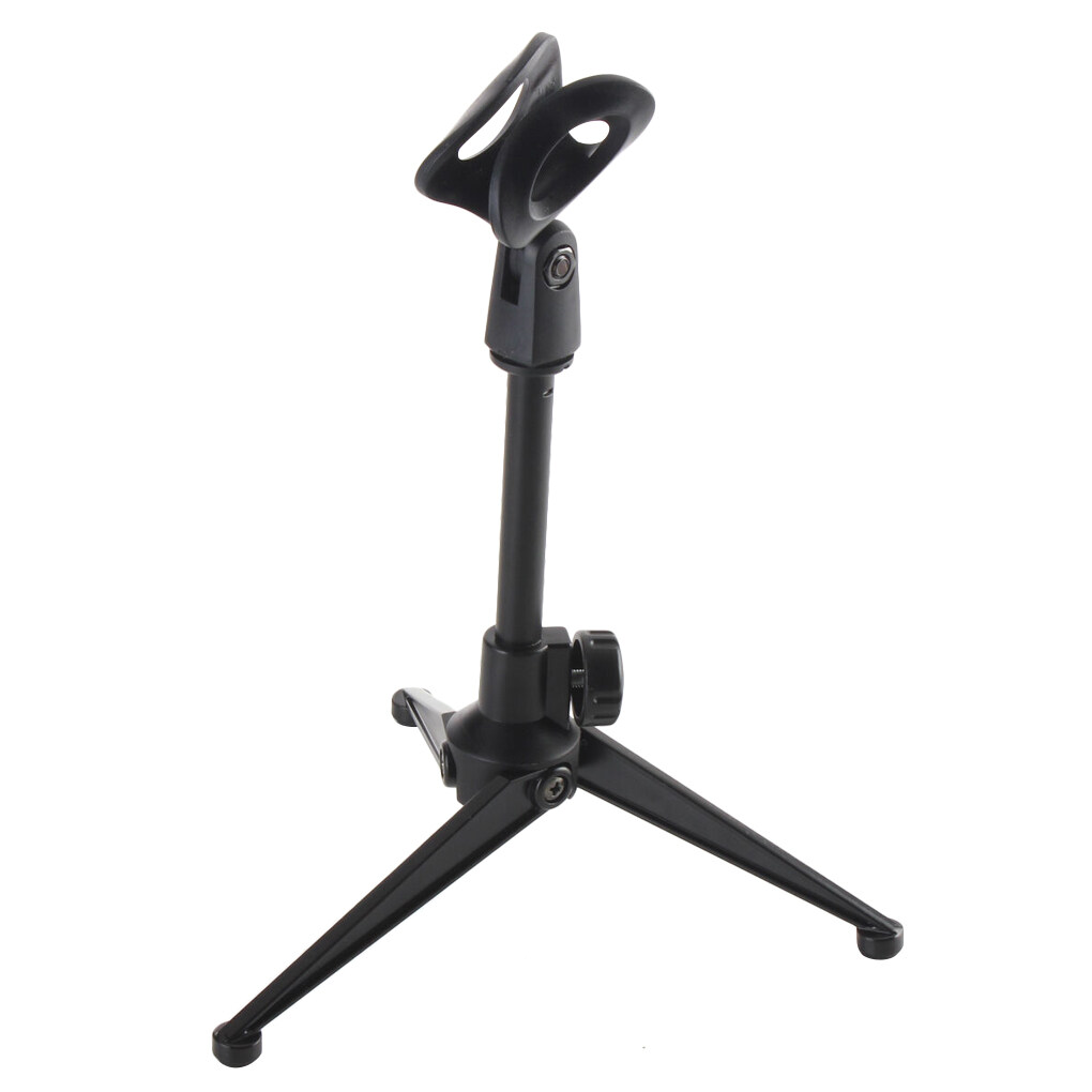 Plastic Microphone Holder Stand Tabletop Portable Foldable Mic Tripod Desktop Stand with Clamp