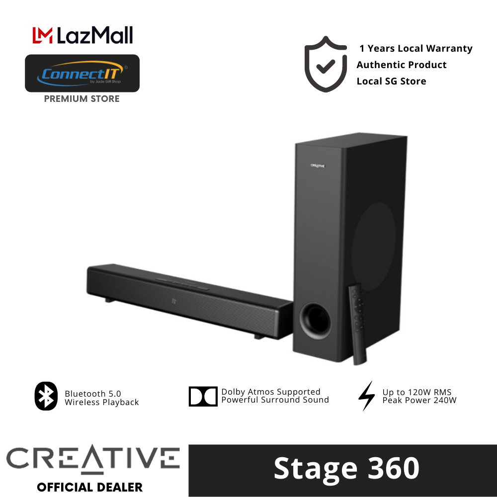 Creative Stage 360 2.1 Soundbar with Dolby Atmos - BT 5.0 - 240W POWER OUTPUT (1 Year Local Warranty)
