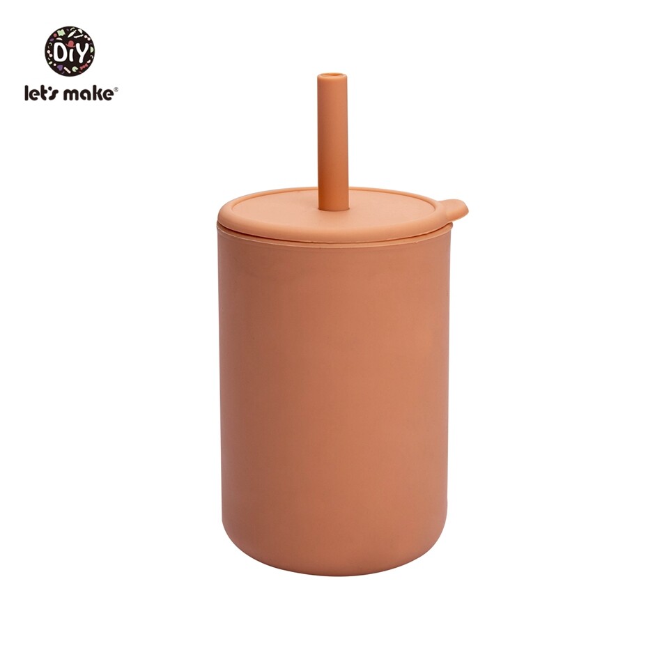 Let's Make Silicone Cup 1PC High Temperature Disinfection Sippy Cups with Cover and Straw Baby Feeding Stuff