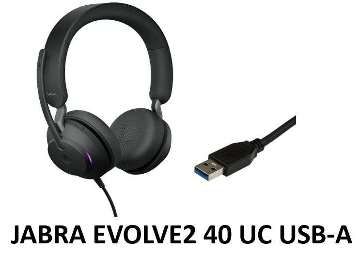Jabra Evolve2 40 UC/MS Stereo Headset, USB-A (Black) - 2 Years Local Warranty