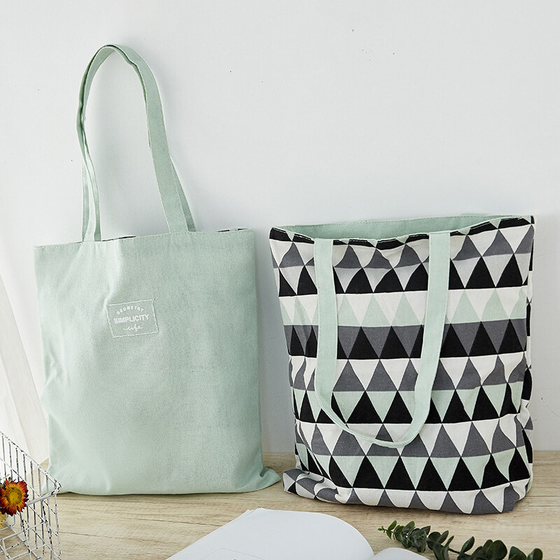 Ladies Handbags Cloth Canvas Tote Bag Double Side Use Canvas Bag Floral Letters Pattern Shopping Travel Women Reusable Mama Shopper Bags Classic