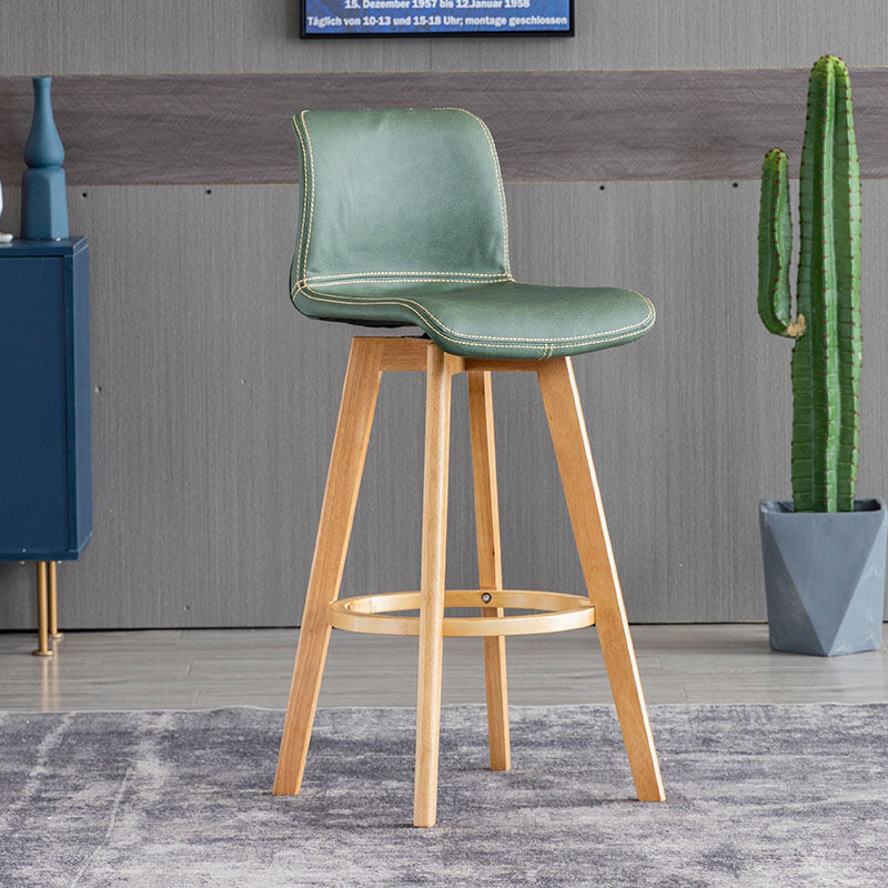 Solid Wood Bar Stool Rotating Bar Chair Front Desk High Leg Chair Creative High Leg North Tea Shop Backrest Home Bar Stool