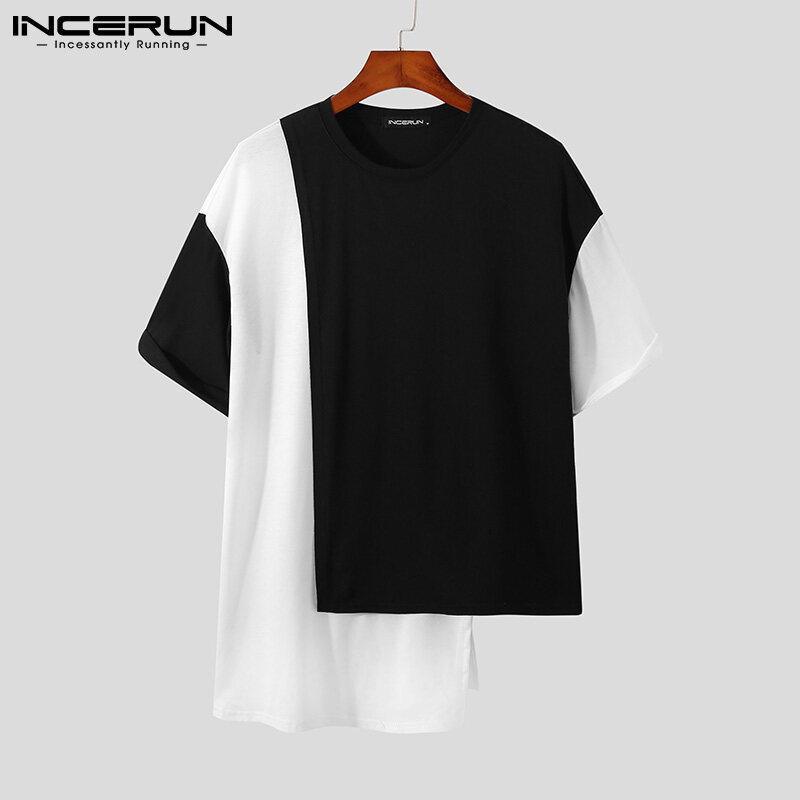 Medussa INCERUN Mens Short Sleeve Irregular Hem T-shirt Casual Loose Asymetric Blouse Tops Tees