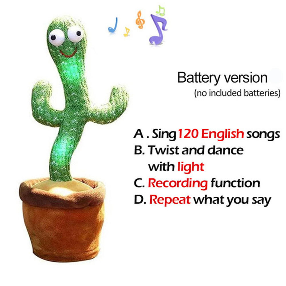 ebeau Dancing Cactus Toy with 120 English Songs Repeat Talking Early Learning Toy Gift for Kids