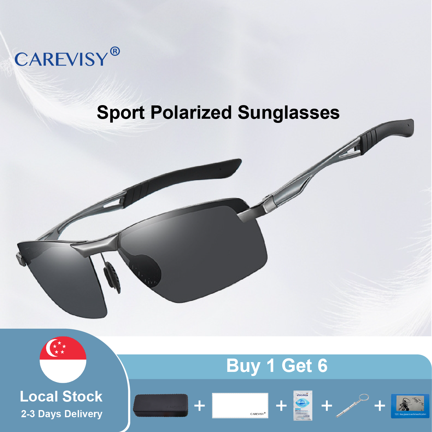 CAREVISY Polarized Sunglasses UV400 Protection Anti Glare Cycling Driving Fishing Outdoor Sunglasses for Adults Men C6037