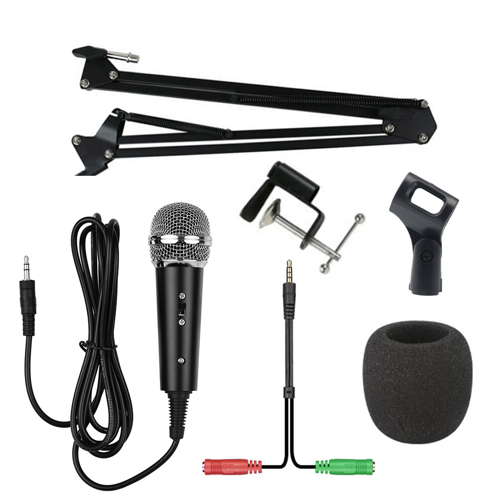 Microphone 3.5mm Wired Home Stereo Desktop Cantilever holder MIC For PC YouTube Video Chatting Gaming Podcasting Recording Meeting