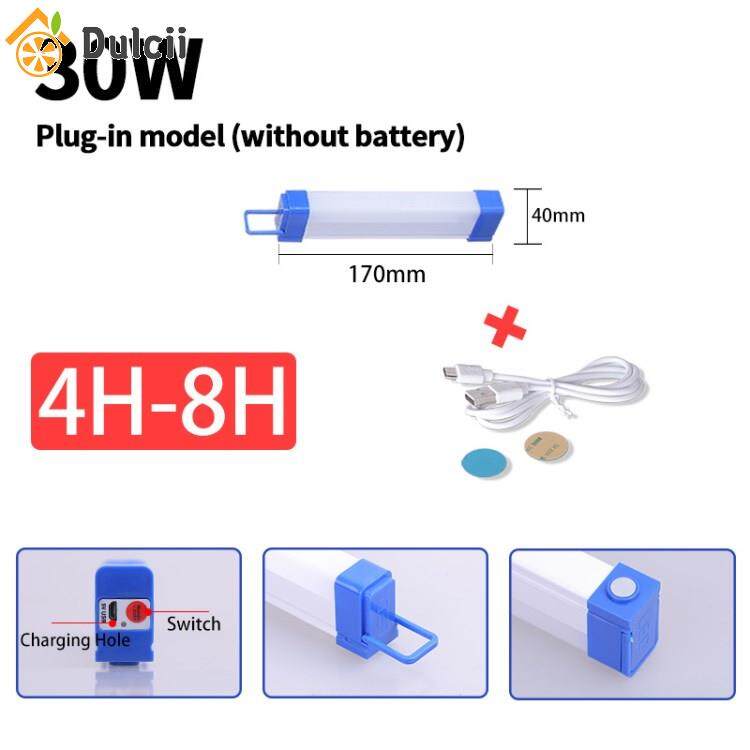 Dulcii LED Light Tube USB Rechargeable Emergency Magnetic Lamp 30W/60W/80W Portable Outdoor Light Camping Lamp Night Light Market Light
