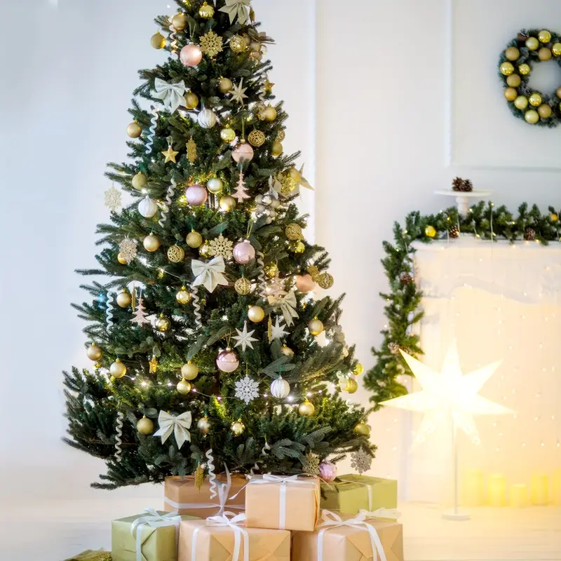 6ft Green Artificial Pine Christmas Tree With Foldable Metal Stand