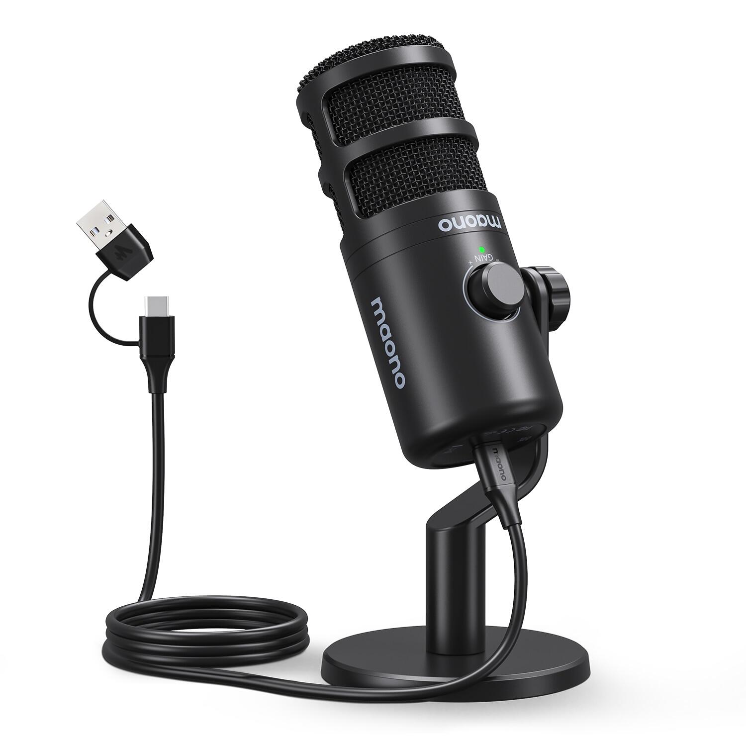 MAONO Dynamic USB Microphone With Type-c Connector For Phone Compute Volume Control Metall Mic For Recording Streaming Gaming