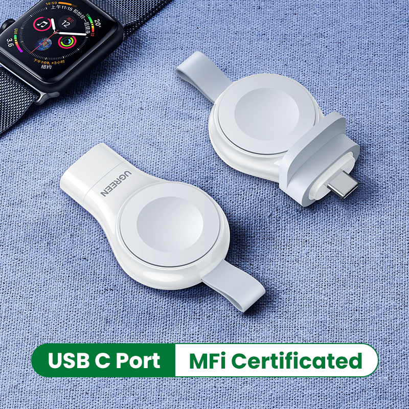 UGREEN MFI Wireless Charger Apple Watch Series 7/6/5/4/3/2/1 Fast Charging USB C Charger Type C-white