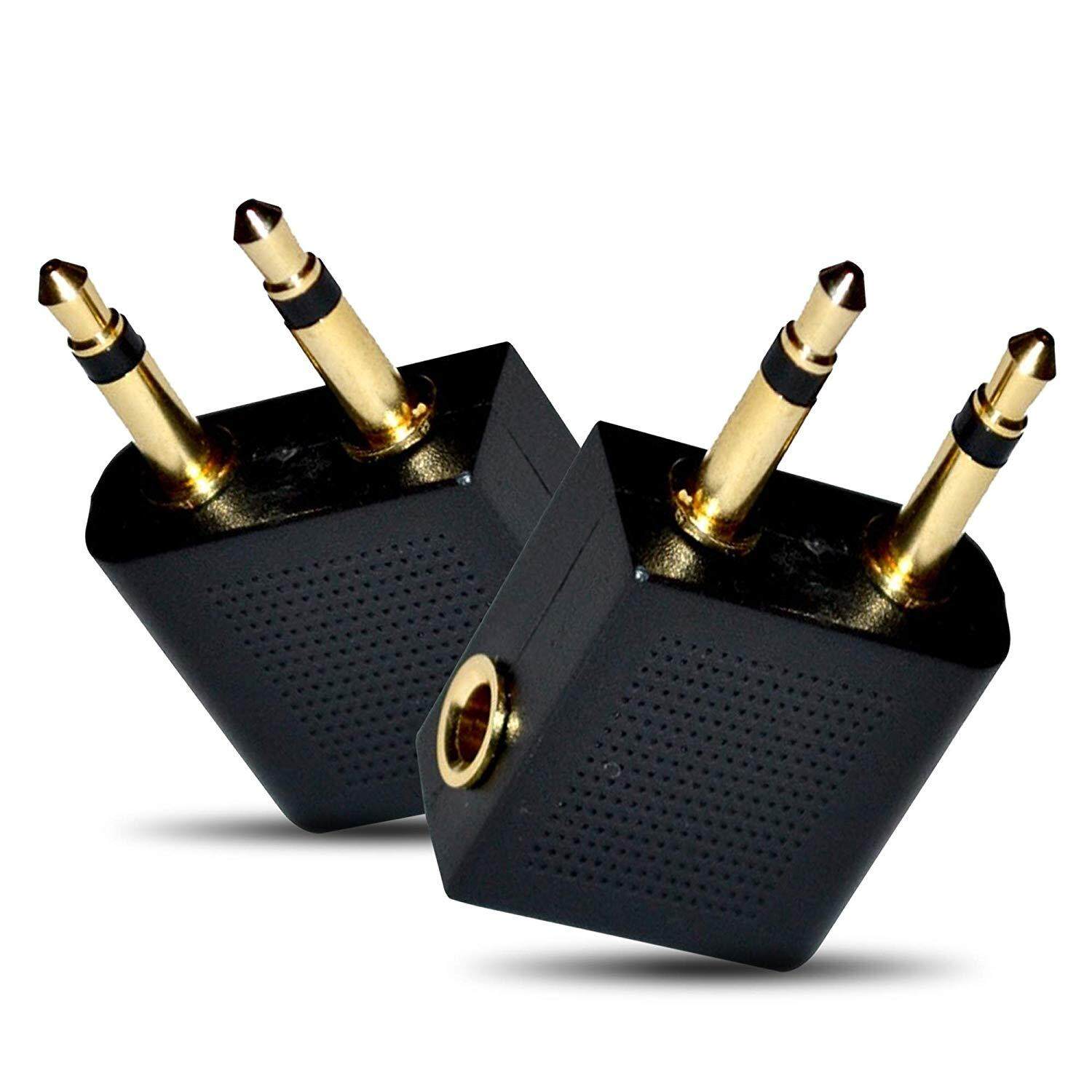 2  Pieces Gold Plated Airplane Flight Headphone Adapters |This Airline Plane Headset Converter Enables Great Sound on All Planes
