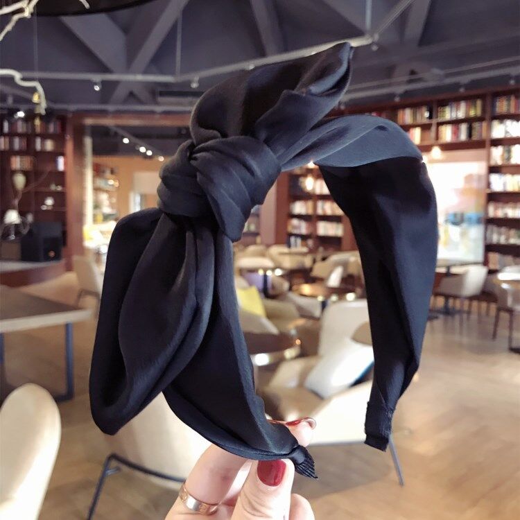 1Pc Korean Bow Wide-neck Knotted Headband Fabric Solid Color Hairband Hair Hoop Women Girl Simple Head Hoop Hair Accessory Headress