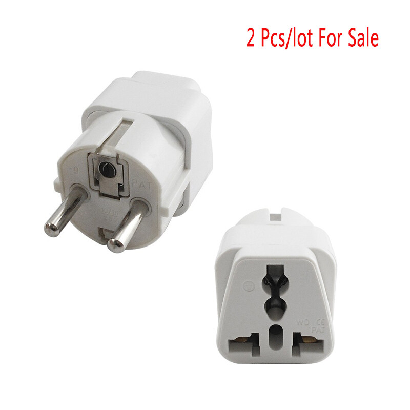2 Pieces High Quality Universal 2 Pin UK US AU To EU EURO France Germany Korea Travel AC Plug Adapter Adaptor Convert Round Socket